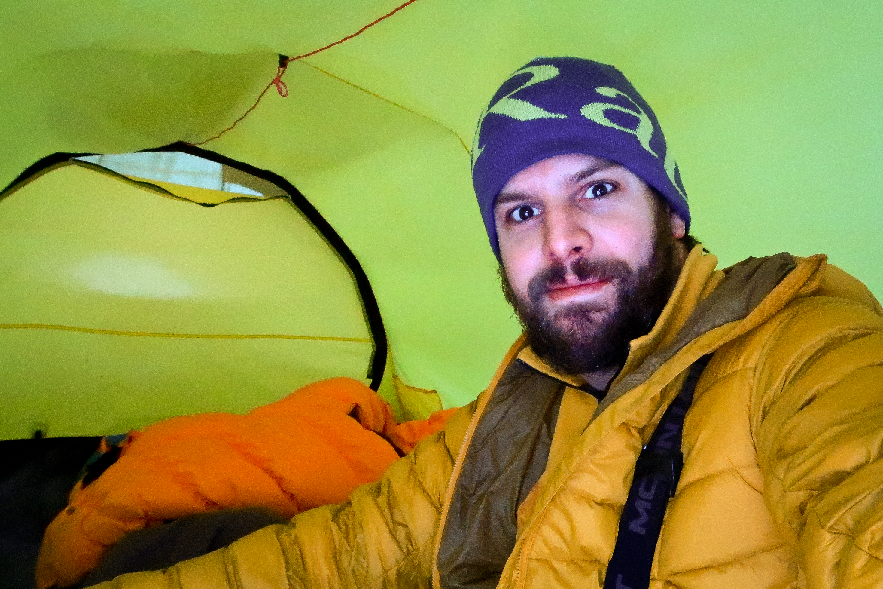 First night in the tent, when electronics were still working